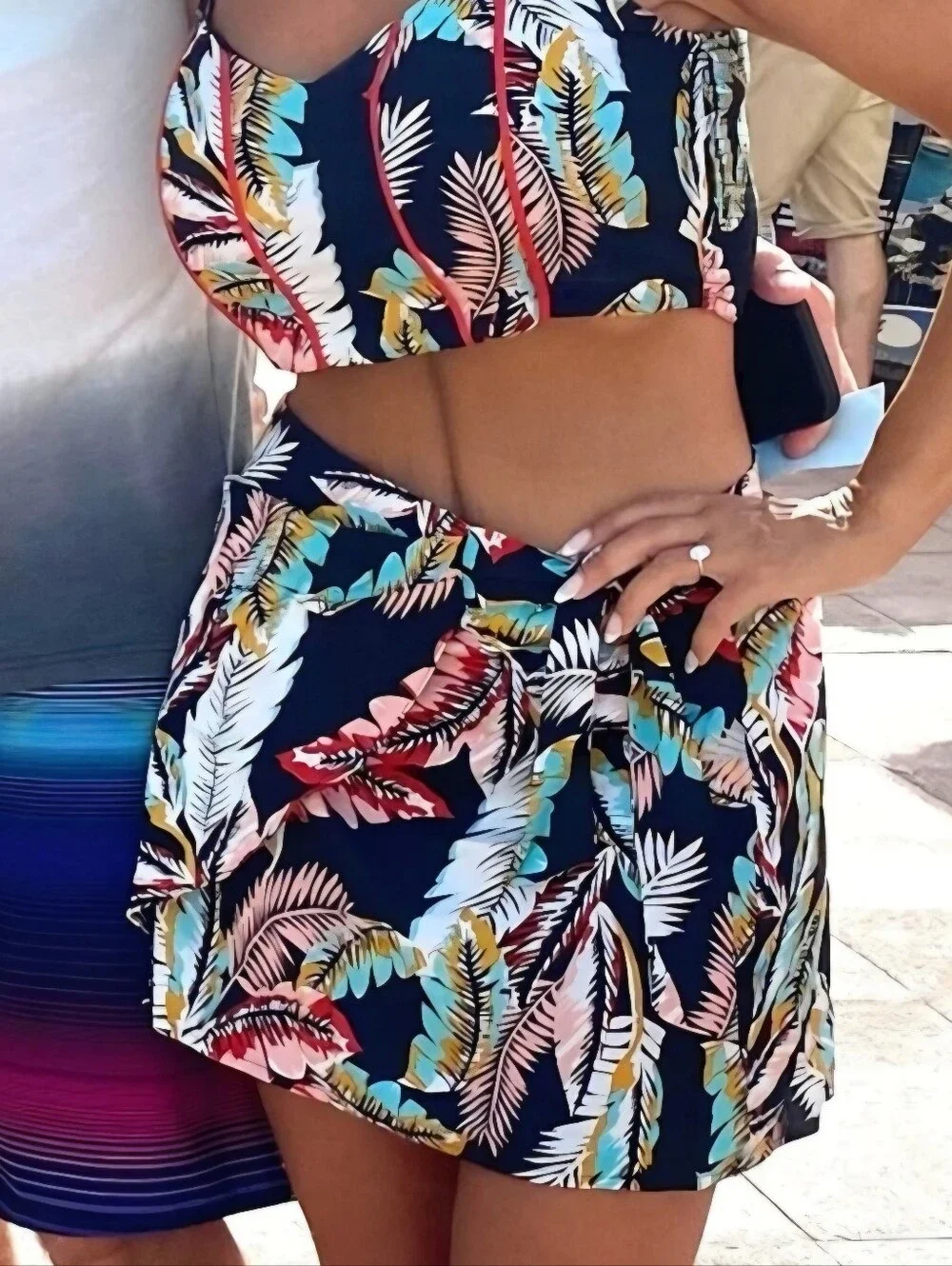 BOG COLLECTIVE Leaf Print Wrap Skirt NWT M